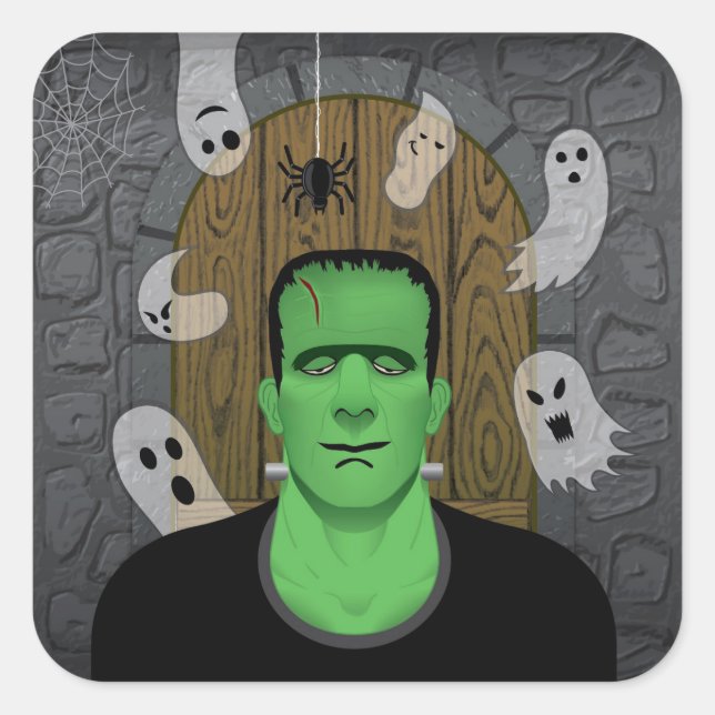 Sticker Carré Frankenstein & Ghosts (Devant)