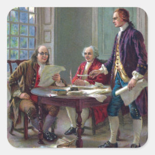 Sticker Carré Franklin, Adams et Jefferson À Philadelphie 1776