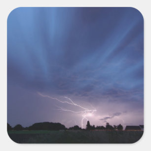Sticker Carré Frappe de la foudre pendant l'orage