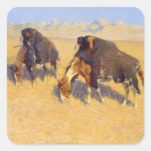 Sticker Carré Frederic Remington Art (Devant)