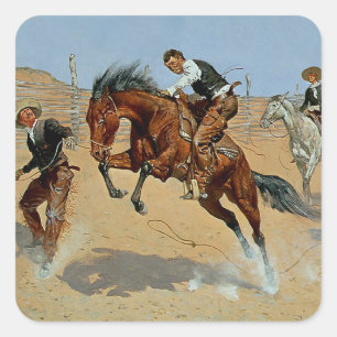 Sticker Carré Frederick Remington Art de l'Ouest "Tourner le dos