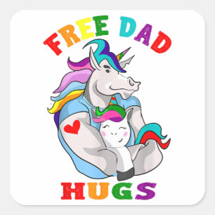 Sticker Carré Free Dad Hugs LGBT Gay pride