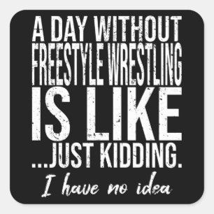 Sticker Carré Freestyle Wrestling drôle d'idée cadeau