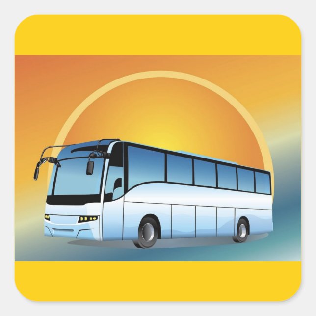 Sticker Carré FreeVector-Bus Voyage en transport (Devant)