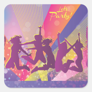 Sticker Carré FreeVector-Club-Graphics.ai personnes dansant saut