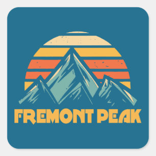 Sticker Carré Fremont Peak Wyoming Rétro Turquoise