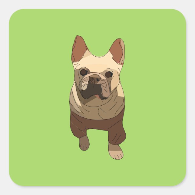 Sticker Carré French Bulldog, Lime Green (Devant)
