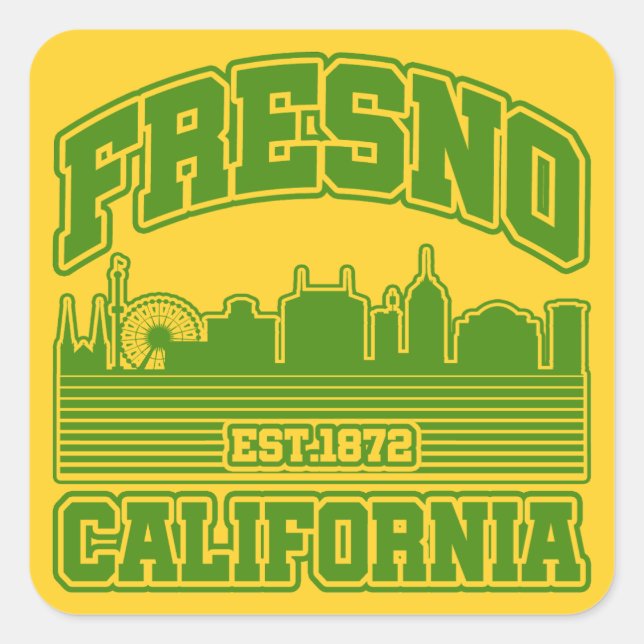 Sticker Carré Fresno, Californie (Devant)