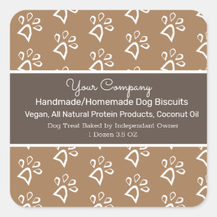 Sticker Carré Friandise pour chien fait maison fait à la main Pa
