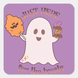 Sticker Carré Friandises Halloween Fantôme et sucreries Fête  