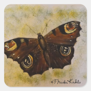 Sticker Carré Frida Kahlo a peint le papillon