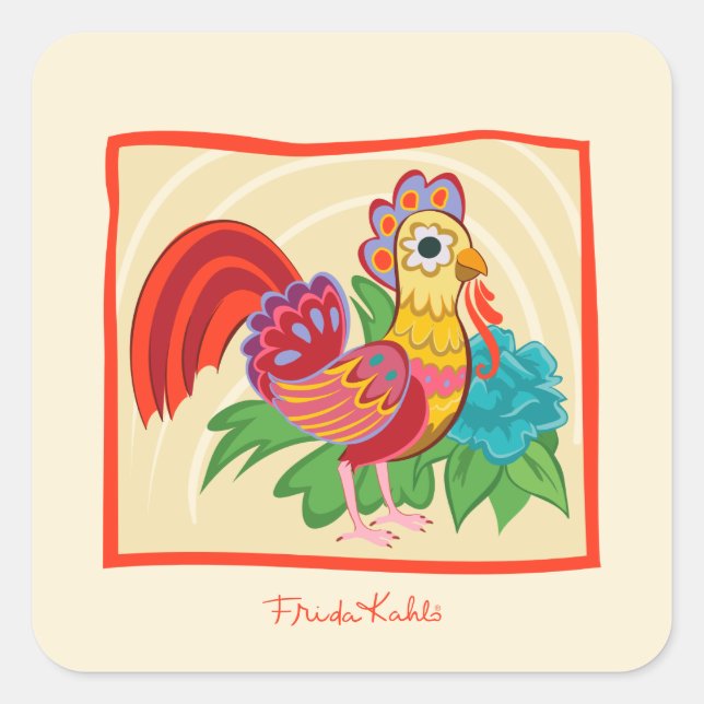 Sticker Carré Frida Kahlo Chicken Graphic (Devant)