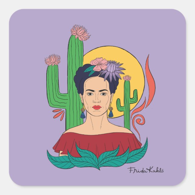 Sticker Carré Frida Kahlo Desert Graphic (Devant)