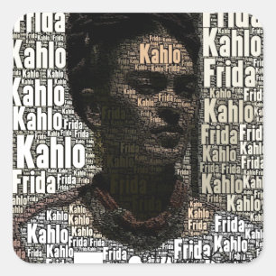 Sticker Carré Frida Kahlo Lettering Portrait
