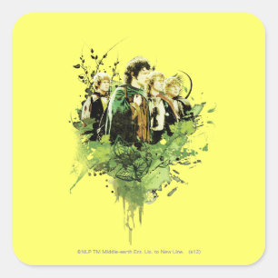 Sticker Carré FRODO™ avec Hobbits Vector Collage