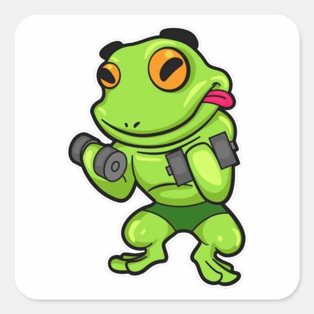 Sticker Carré Frog à Biceps entraînement avec Dumbbells (Devant)