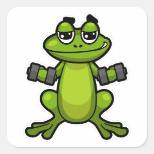 Sticker Carré Frog à Biceps entraînement avec Dumbbells