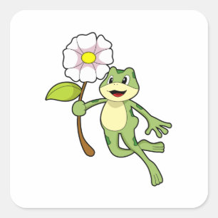 Sticker Carré Frog with Flower.