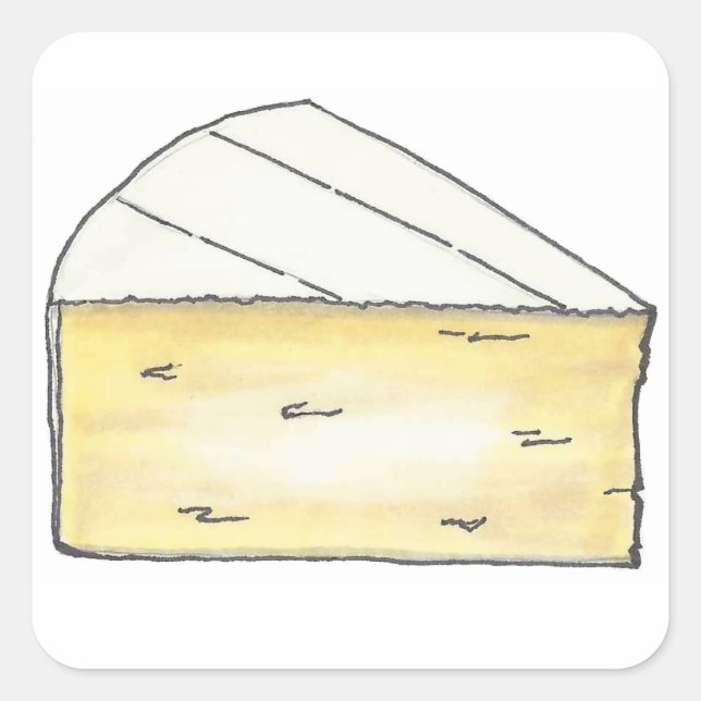 Sticker Carré Fromage de brie crémeux Poisson Aliment alimentair (Devant)