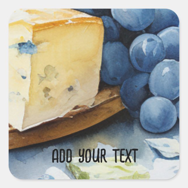 Sticker Carré Fromage Raisins Bleus 1 (Devant)