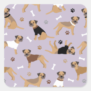Sticker Carré Frontière des os et des pattes du Terrier