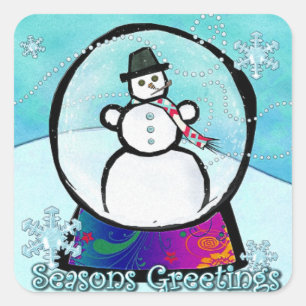 Sticker Carré Frost Man Snow Globe Folk Art