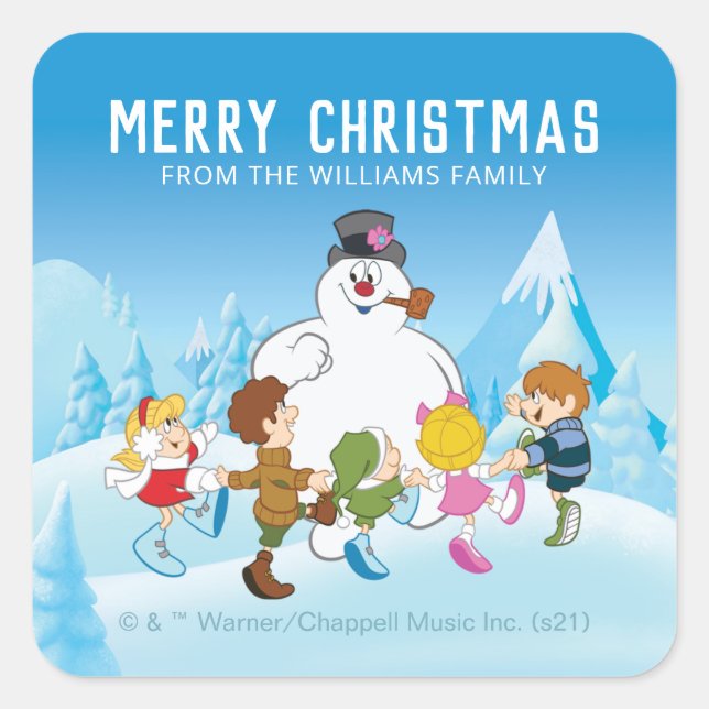 Sticker Carré Frosty the Snowman™| Personalized Christmas (Devant)