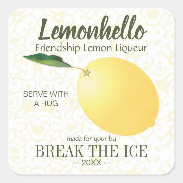 Sticker Carré Fruit citron | Amitié Hello Funny (Devant)