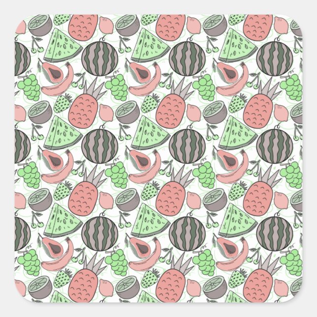 Sticker Carré Fruit motif transparent | motif de surface de frui (Devant)