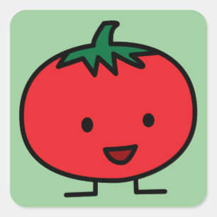 Sticker Carré Fruit végétal rouge de tomate heureuse
