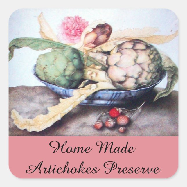 Sticker Carré FRUITS DE SAISON / ARTICHOKE Preserve Canning (Devant)