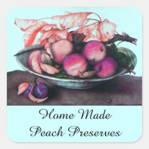 Sticker Carré FRUITS DE SAISON / PEACH Preserve Canning Jar