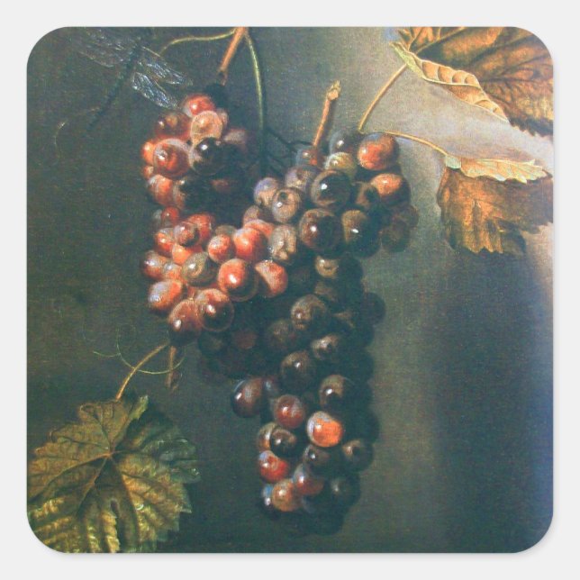Sticker Carré FRUITS DE SAISON -PROSPÉRITÉ, RAISINS HANGÉS Rusti (Devant)