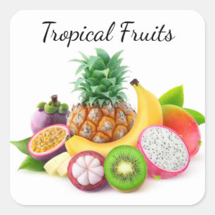 Sticker Carré Fruits tropicaux