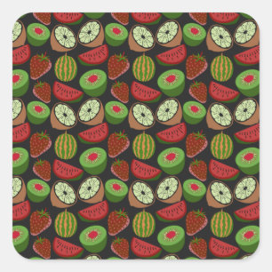 Sticker Carré Fruits tropicaux sans soudure motif coloré