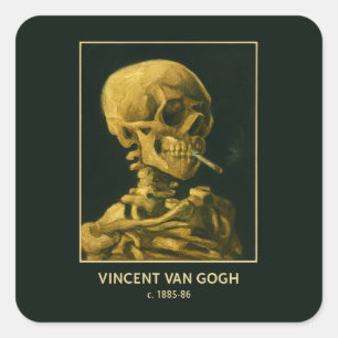 Sticker Carré Fumer le crâne vintage - Unique Van Gogh inspiré