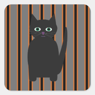 Sticker Carré Fun and Fun Halloween Chats noirs