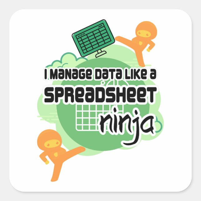 Sticker Carré Fun Data Manager SPREADSHEET NINJA (Devant)