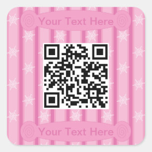 Sticker Carré Fun et Fantaisie Rose Snowflake QR Code