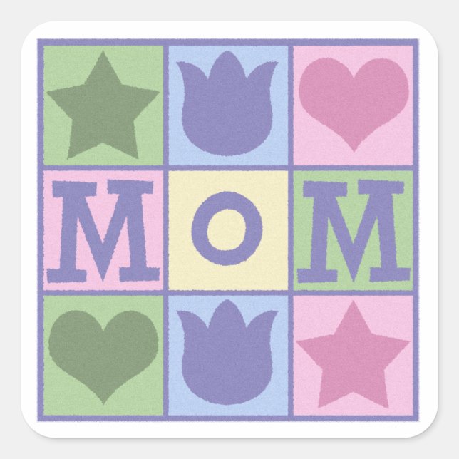 Sticker Carré Fun Mom Quilt Carrés Fête des mères (Devant)