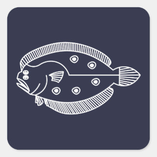 Sticker Carré Fun poisson de fond blanc sur le bleu profond
