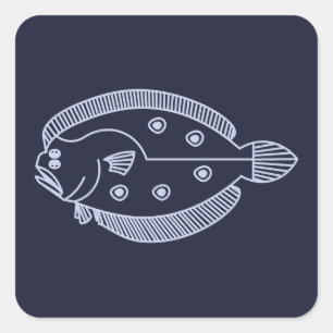 Sticker Carré Fun Poisson Fun Flounder dans le violet clair sur