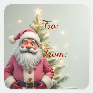 Sticker Carré Fun Santa Claus Holiday Themed
