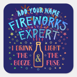 Sticker Carré Funky 4 juillet Independence Fireworks Expert V2