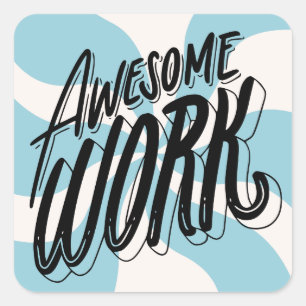 Sticker Carré Funky Awesome Travail enseignant récompense étudia