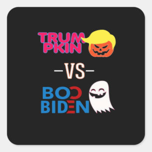Sticker Carré Funky Trumpkin Vs Boo Biden Classe Design Hallowee