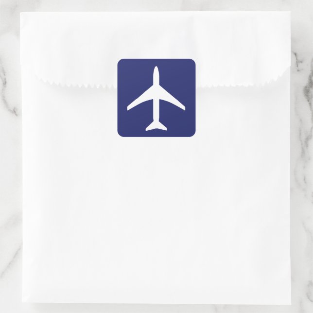 Sticker Carré Funky White Plane Blue Arrière - plan Aviation (Sac)
