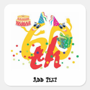 Sticker Carré Funny 60e anniversaire
