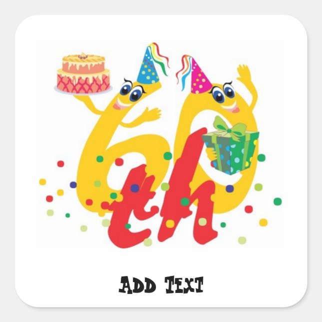 Sticker Carré Funny 60e anniversaire (Devant)