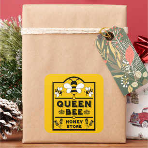 Sticker Carré Funny Apiary Honey Queen Bee